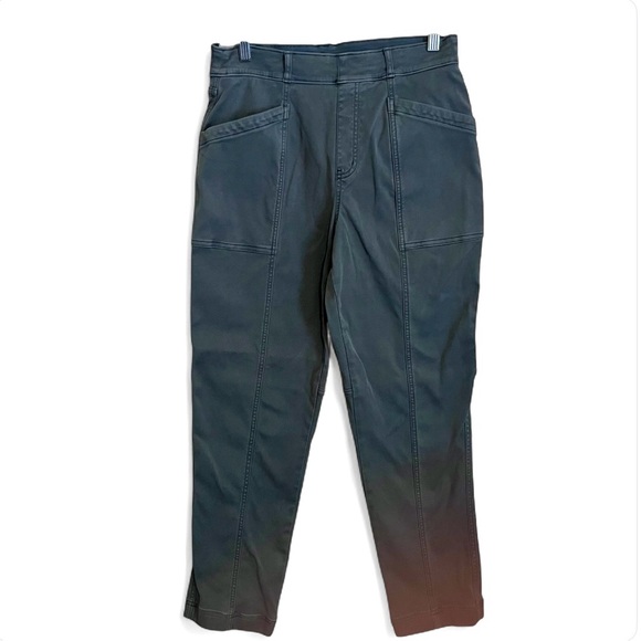 Spanx Stretch Twill Pants Womens L Blue Gray Straight Leg Sunwashed Pull On - Picture 1 of 8